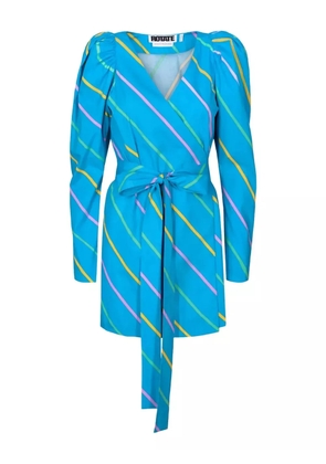 ROTATE BIRGER CHRISTENSEN puff-sleeve striped dress - Blue