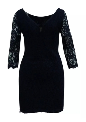 DVF Diane von Furstenberg lace three-quarter sleeve mini dress - Blue