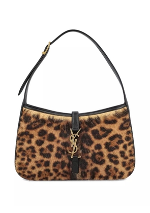 Saint Laurent Le 5 à 7 leopard-print clasp shoulder bag - Neutrals