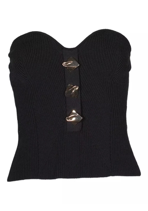 Self-Portrait ribbed strapless top - Black