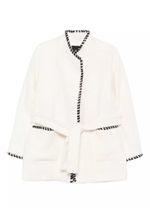 Maje braided-trim tied jacket - White