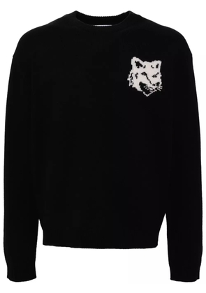 Maison Kitsuné Fox head intarsia jumper - Black