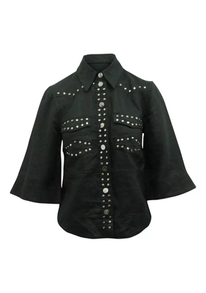 GANNI studded flared-sleeve shirt - Black