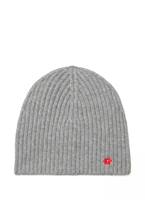 Tory Burch ribbed flower-detail beanie hat - Grey