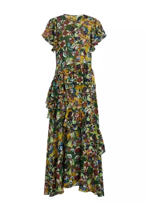 Marie Oliver Quinby ruffle-layered floral midi dress - Green