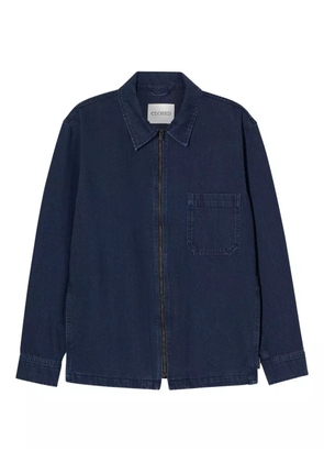Closed zip-front chest-pocket shirt - Blue