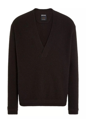 Zegna Oasi V-neck cashmere sweater - Brown