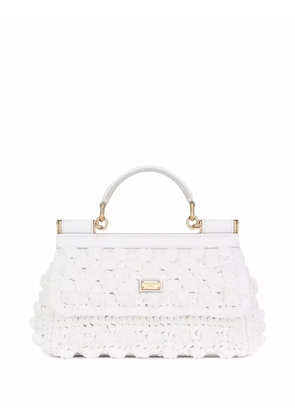 Dolce & Gabbana small Sicily raffia top-handle bag - White