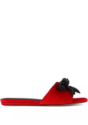 Kurt Geiger London Kensington bow-embellished velvet sandals - Red