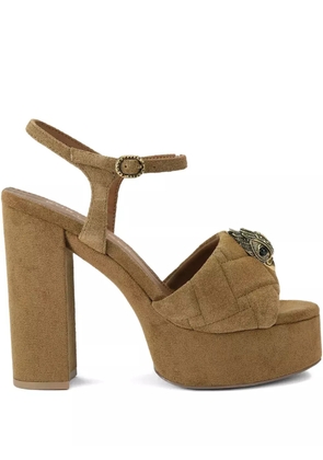 Kurt Geiger London 125mm logo-detail quilted platform sandals - Brown