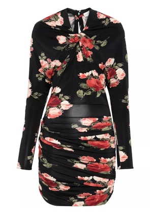 Magda Butrym floral-print draped mini dress - Black