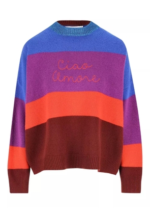 Giada Benincasa stripe-pattern embroidered-logo sweater - Purple