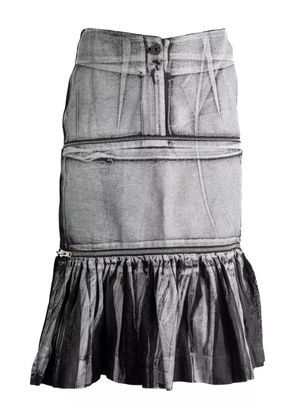 Vaquera zip-detail ruffled skirt - Black