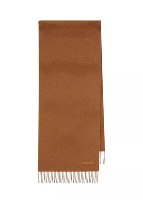Zegna fringed logo scarf - Brown