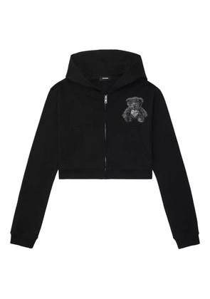 We11done bear-print zip-up hoodie - Black