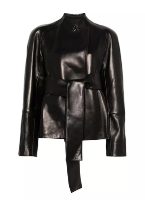 KHAITE leather belted jacket - Black