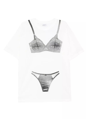 Vaquera lingerie-print cotton T-shirt - White