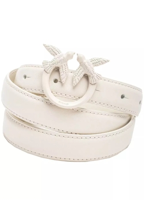 PINKO Love Birds leather belt - White