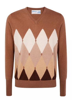 Ballantyne diamond-pattern V-neck sweater - Brown