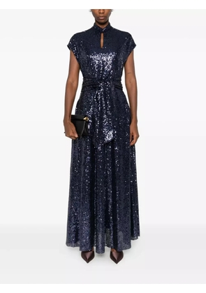 Kiton sequin embellished belted dress - Blue