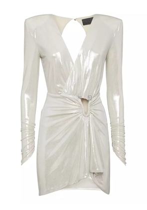 Philipp Plein skull-detail draped mini dress - Grey