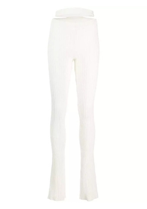 ANDREĀDAMO cut-out waist ribbed trousers - White