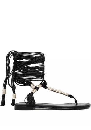 AGL leather lace-up sandals - Black
