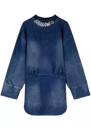 BARROW logo-print denim dress - Blue