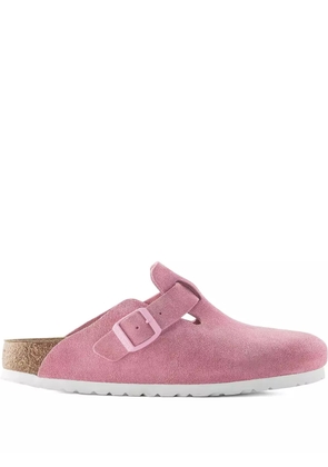 Birkenstock Boston buckle suede mules - Pink