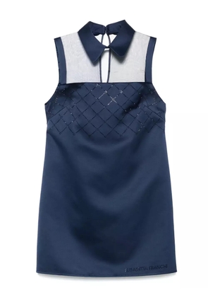 Elisabetta Franchi rhinestones satin mini dress - Blue