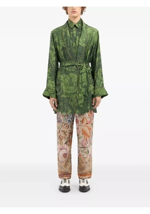 Pierre-Louis Mascia landscape-print silk robe - Green