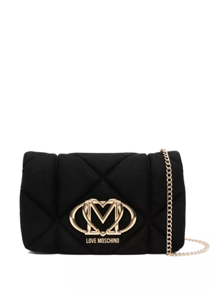 Love Moschino quilted logo-plaque cross body bag - Black