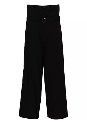 Y's high-waisted cotton trousers - Black