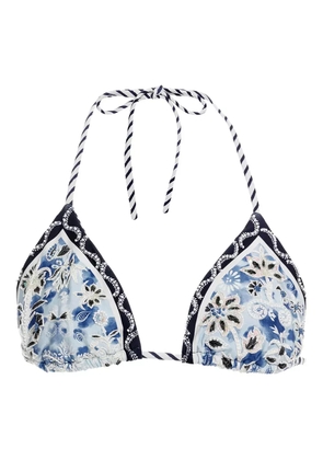 Agua Bendita beaded-embellished triangle bikini top - White