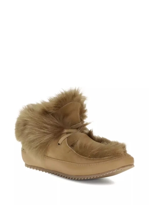 Pedro Garcia fur-trimmed lace-up boots - Brown
