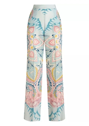 ETRO paisley-print satin-finish trousers - Blue