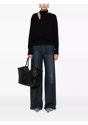 Incotex asymmetric-neckline side-slit sweater - Black