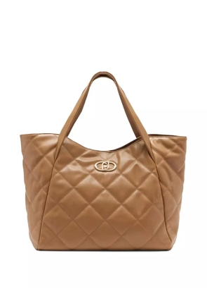 LIU JO large quilted logo-plaque tote bag - Brown