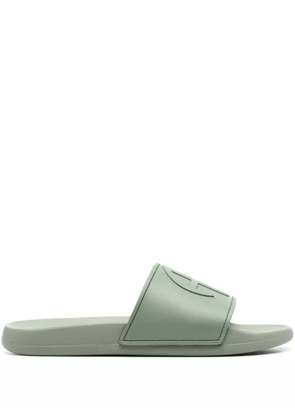 ANINE BING logo-embossed faux-leather slides - Green