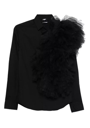 Alchemy tulle-insert ruffled shirt - Black