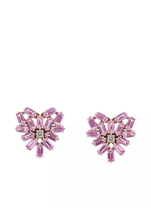 Suzanne Kalan 18K rose gold diamond and pink sapphire earrings