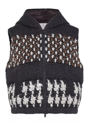 Brunello Cucinelli sequin-embellished hooded vest - Grey