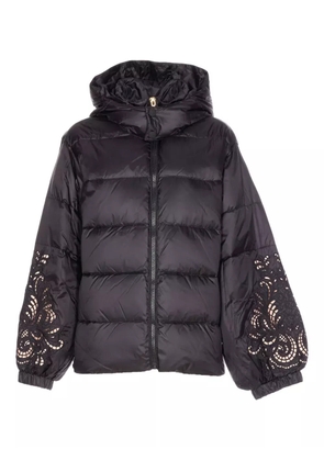 TWINSET embroidered-sleeve padded jacket - Black