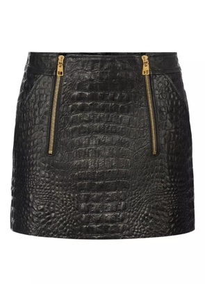 Elisabetta Franchi crocodile-effect zip-detail mini skirt - Black