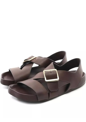 Loewe Pre-Owned buckle-embellished leather sandals - Brown