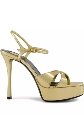 Saint Laurent 85mm Debbie leather sandals - Gold