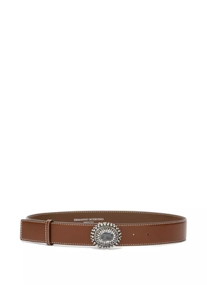 Ermanno Scervino crystal-embellished buckle belt - Brown