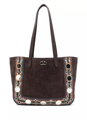 Valentino Garavani Nellcôte suede shoulder bag - Brown