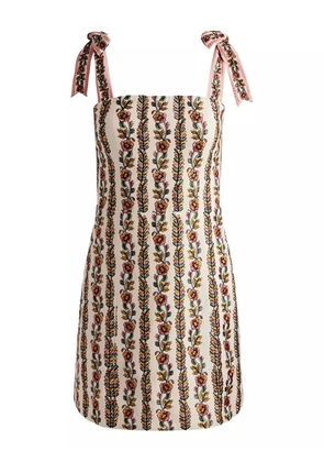 alice + olivia Maryann tie-shoulder floral-print mini dress - Neutrals