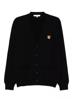 Maison Kitsuné bold fox head patch cardigan - Black